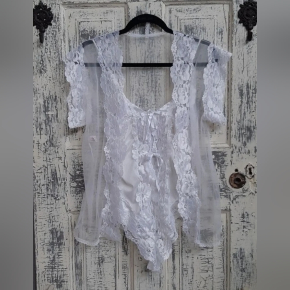 Vintage Alana Gale Sexy Lace Cami & Cover Medium